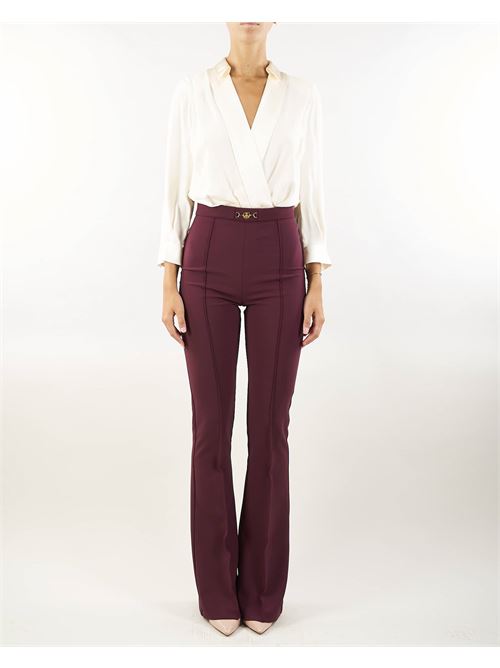 Viscose jumpsuit with crossed shirt and flared trousers with clamp Elisabetta Franchi ELISABETTA FRANCHI | Suit | TU00546E2CM8